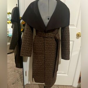 Michael Kors Women's Monogram Belted Coat - Size Medium